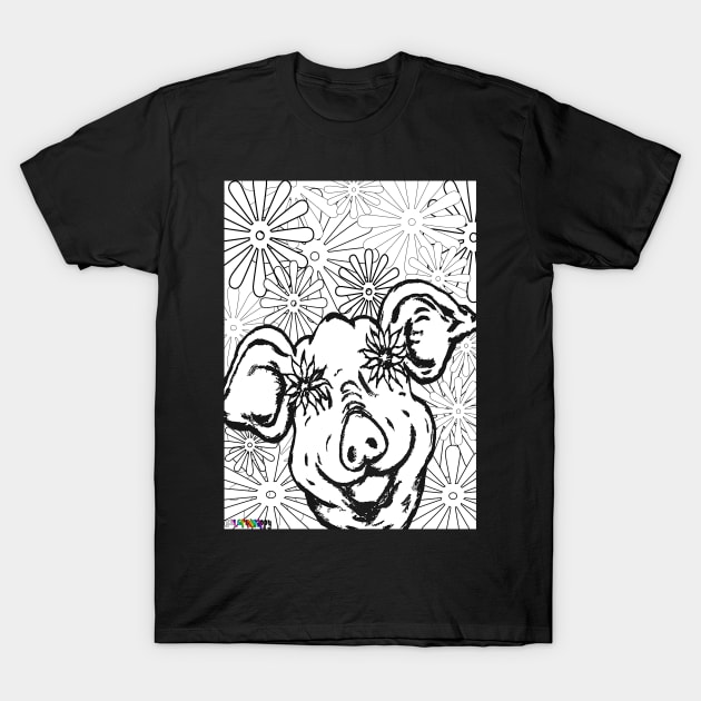 Petals Pig T-Shirt by colorinhappy